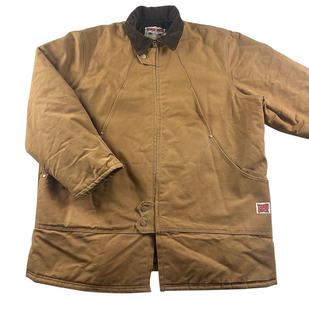 Vintage Tough Duck Work Jacket Chore Coat‎ Mens 2XL Corduroy Collar Winter warm